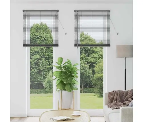 Logu Žalūzija Ar Aizkariem Cits Tumši Pelēka 80 X 130 Cm Alumīnijs Vidaxl