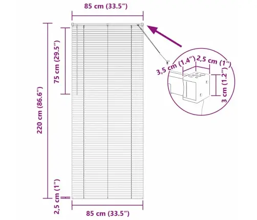 Logu Žalūzija Ar Aizkariem Cits Tumši Pelēka 80 X 130 Cm Alumīnijs Vidaxl