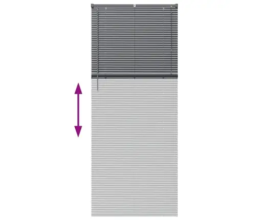 Logu Žalūzija Ar Aizkariem Cits Tumši Pelēka 80 X 130 Cm Alumīnijs Vidaxl