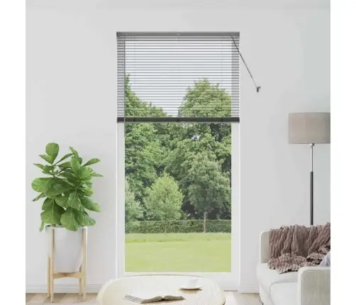 Logu Žalūzija Ar Aizkariem Cits Tumši Pelēka 80 X 130 Cm Alumīnijs Vidaxl