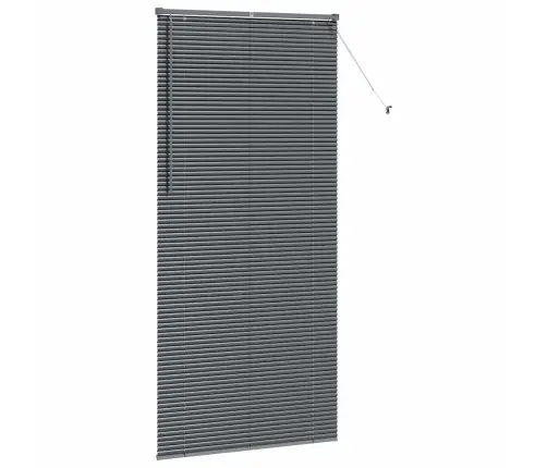 Logu Žalūzija Ar Aizkariem Cits Tumši Pelēka 80 X 130 Cm Alumīnijs Vidaxl