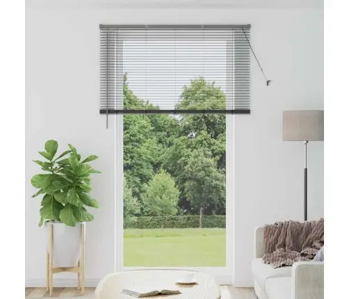 Logu Žalūzija Ar Aizkariem Cits Tumši Pelēka 80 X 130 Cm Alumīnijs Vidaxl