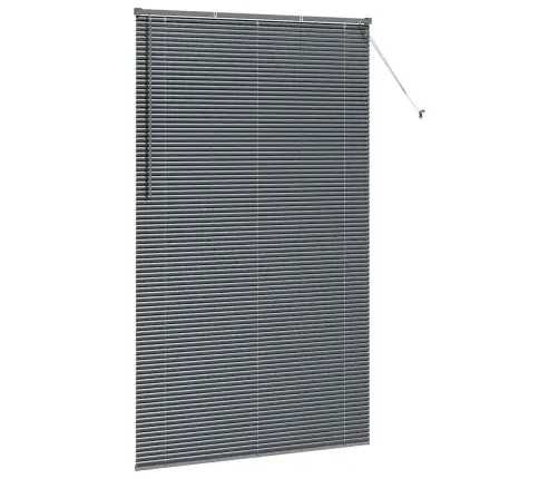 Logu Žalūzija Ar Aizkariem Cits Tumši Pelēka 80 X 130 Cm Alumīnijs Vidaxl