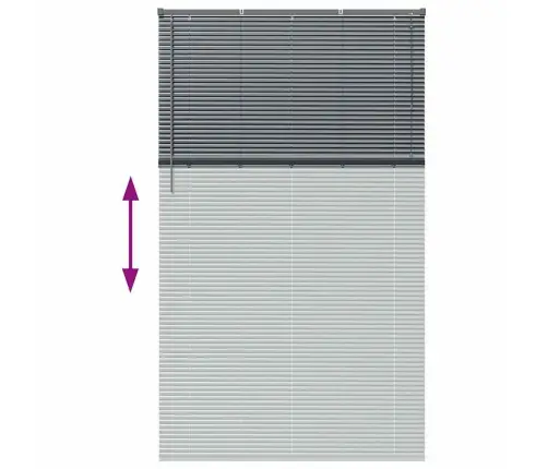 Logu Žalūzija Ar Aizkariem Cits Tumši Pelēka 80 X 130 Cm Alumīnijs Vidaxl
