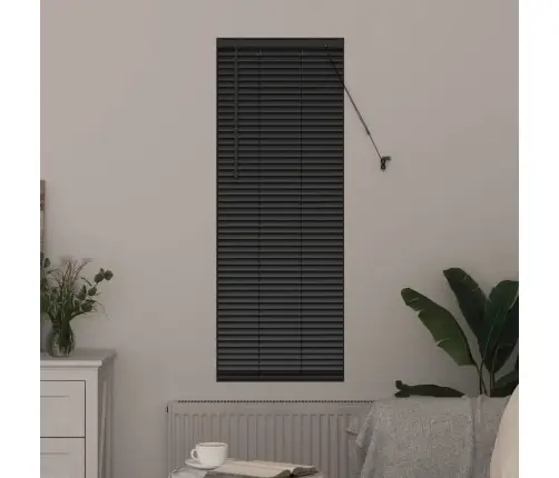 Langų Žaliuzė Su Užuolaidomis Juoda Aliuminis