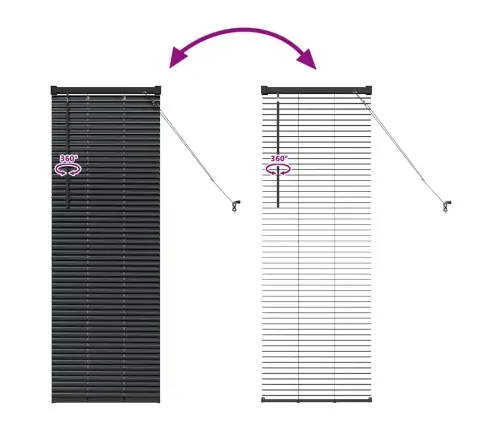 Langų Žaliuzė Su Užuolaidomis Juoda Aliuminis