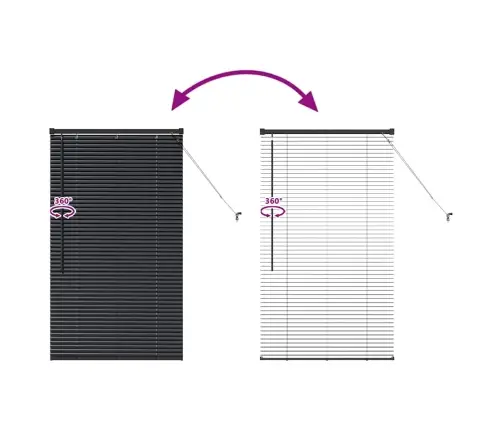 Aknarulo Kardinatega Must Alumiinium