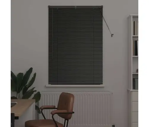 Logu Žalūzija Ar Aizkariem Cits Melna 80 X 130 Cm Alumīnijs Vidaxl