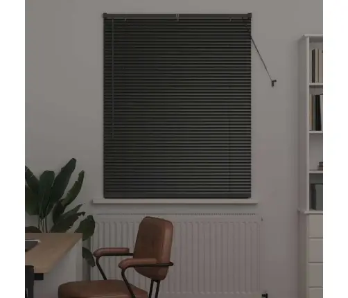 Logu Žalūzija Ar Aizkariem Cits Melna 100 X 130 Cm Alumīnijs Vidaxl