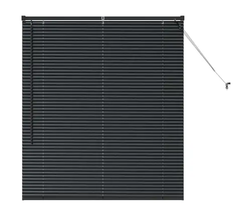 Langų Žaliuzė Su Užuolaidomis Juoda Aliuminis