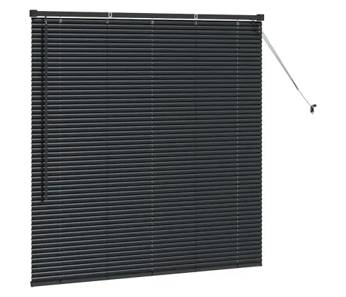 Langų Žaliuzė Su Užuolaidomis Juoda Aliuminis