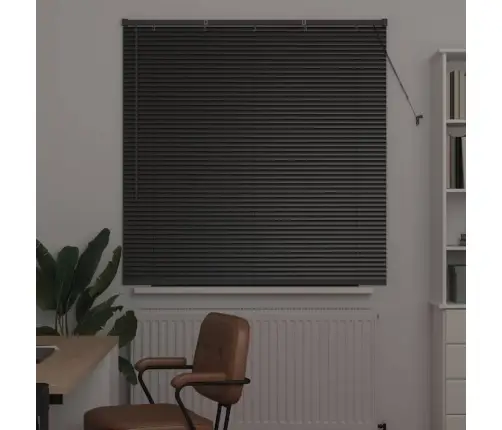 Logu Žalūzija Ar Aizkariem Cits Melna 130 X 130 Cm Alumīnijs Vidaxl