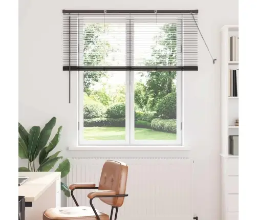 Logu Žalūzija Ar Aizkariem Cits Melna 80 X 130 Cm Alumīnijs Vidaxl