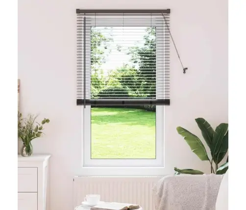 Langų Žaliuzė Su Užuolaidomis Juoda Aliuminis