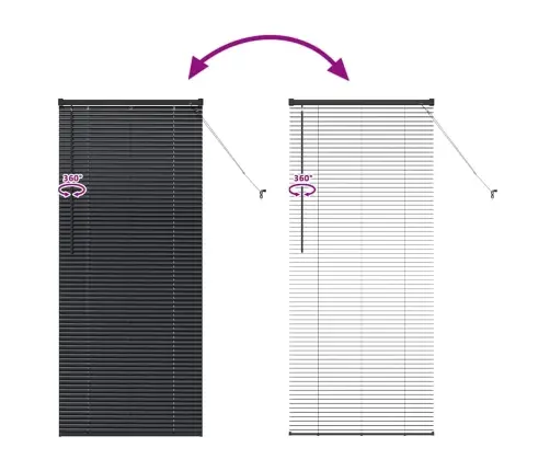 Langų Žaliuzė Su Užuolaidomis Juoda Aliuminis