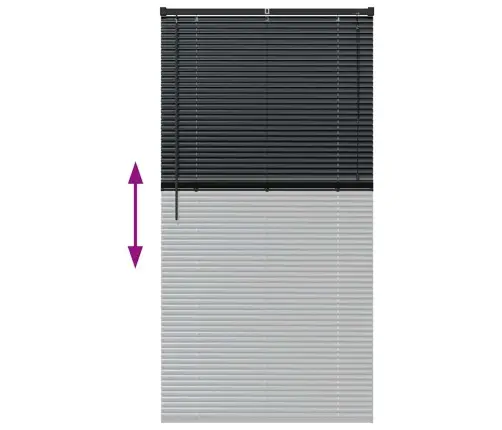 Logu Žalūzija Ar Aizkariem Cits Melna 80 X 130 Cm Alumīnijs Vidaxl