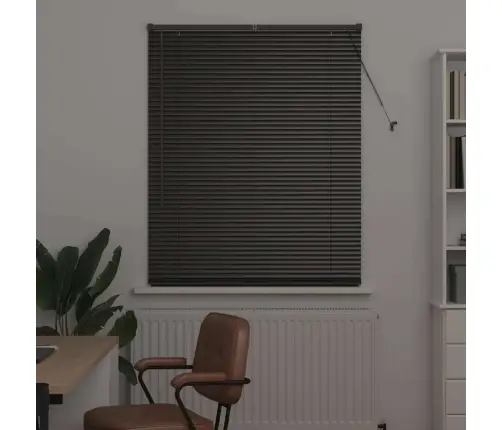 Logu Žalūzija Ar Aizkariem Cits Melna 100 X 175 Cm Alumīnijs Vidaxl