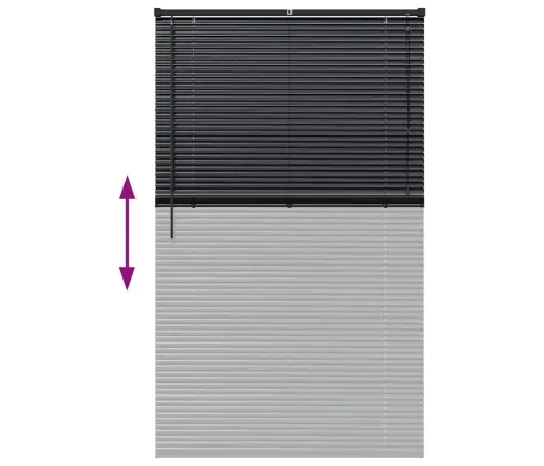Logu Žalūzija Ar Aizkariem Cits Melna 100 X 175 Cm Alumīnijs Vidaxl