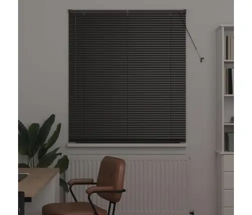 Logu Žalūzija Ar Aizkariem Cits Melna 80 X 130 Cm Alumīnijs Vidaxl