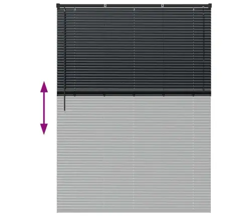 Logu Žalūzija Ar Aizkariem Cits Melna 80 X 130 Cm Alumīnijs Vidaxl