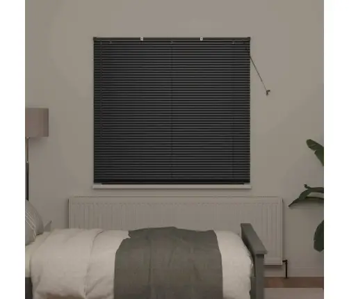 Logu Žalūzija Ar Aizkariem Cits Melna 80 X 130 Cm Alumīnijs Vidaxl