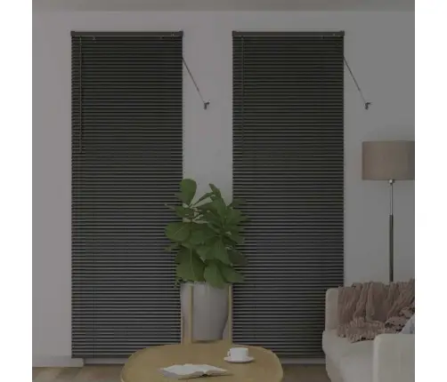 Logu Žalūzija Ar Aizkariem Cits Melna 80 X 130 Cm Alumīnijs Vidaxl