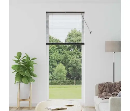 Langų Žaliuzė Su Užuolaidomis Juoda Aliuminis