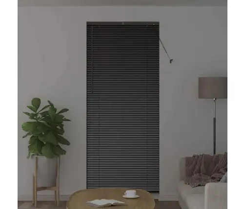 Langų Žaliuzė Su Užuolaidomis Juoda Aliuminis