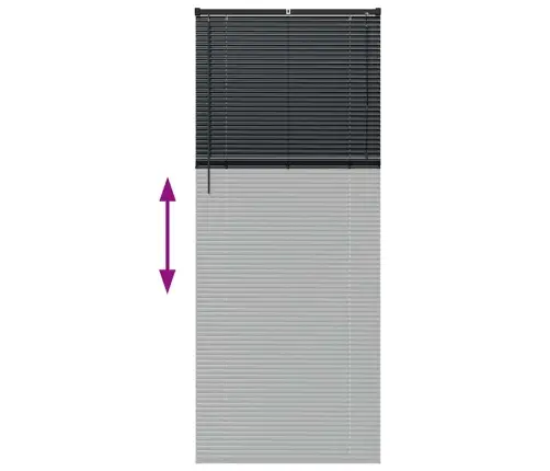 Langų Žaliuzė Su Užuolaidomis Juoda Aliuminis