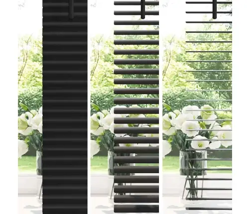 Logu Žalūzija Ar Aizkariem Cits Melna 100 X 220 Cm Alumīnijs Vidaxl