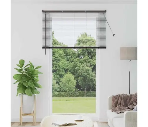 Logu Žalūzija Ar Aizkariem Cits Melna 135 X 220 Cm Alumīnijs Vidaxl