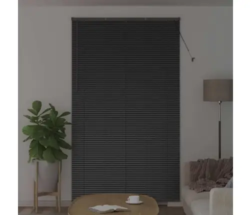 Logu Žalūzija Ar Aizkariem Cits Melna 135 X 220 Cm Alumīnijs Vidaxl