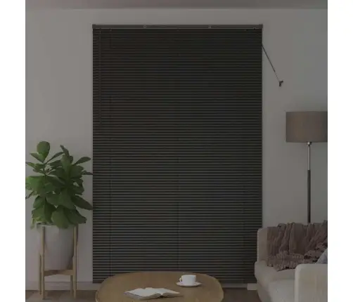 Langų Žaliuzė Su Užuolaidomis Juoda Aliuminis