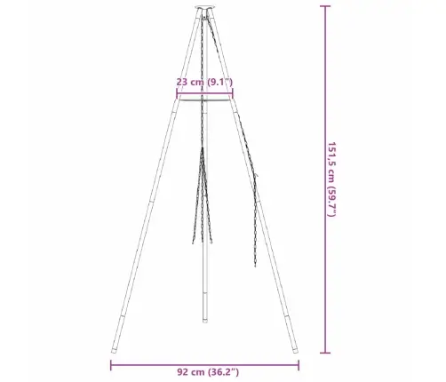 Lõkke Tripod Must 92 X 92 X 151,5 Cm Teras