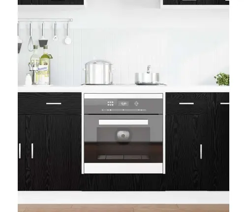 Seinakapp Ladustamisega Must Tamm 60 X 46 X 81,5 Cm Tehispuit