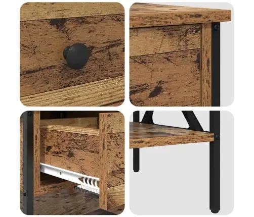 Öökapp Vana Puit 40 X 42 X 45 Cm Inseneritud Puit Ja Metall