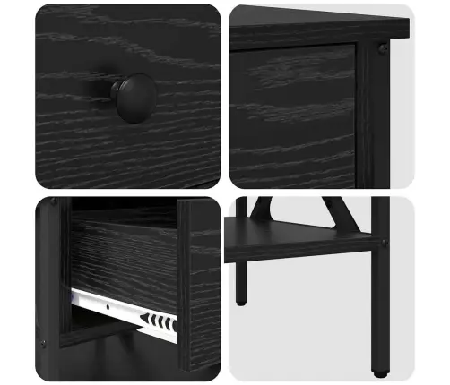 Naktsgaldiņš Melna Ozola 40X42X45 Cm Inženierijas Koks Vidaxl