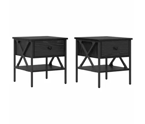 Naktinis Staliukas 2 Pcs Juoda Ąžuolo 40 X 42 X 45 Cm