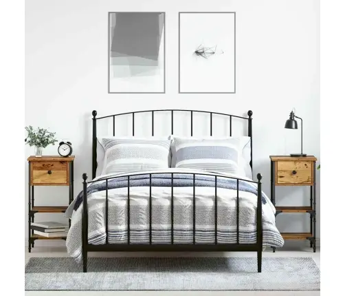 Šalia Lovos Spintelė Su Stalčių 2 Pcs Ruda 33.5 X 36 X 70 Cm