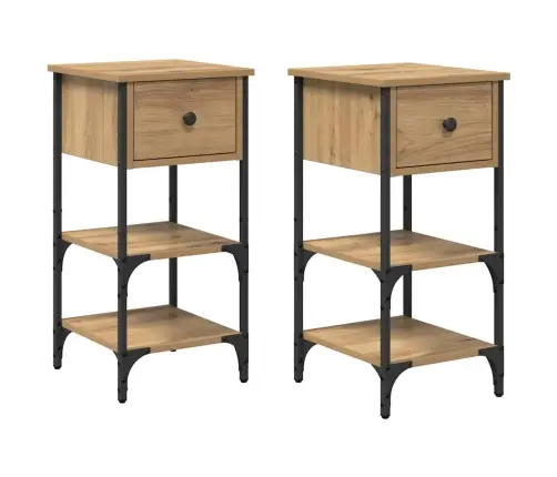 Šalia Lovos Spintelė Su Stalčių 2 Pcs Ruda 33.5 X 36 X 70 Cm
