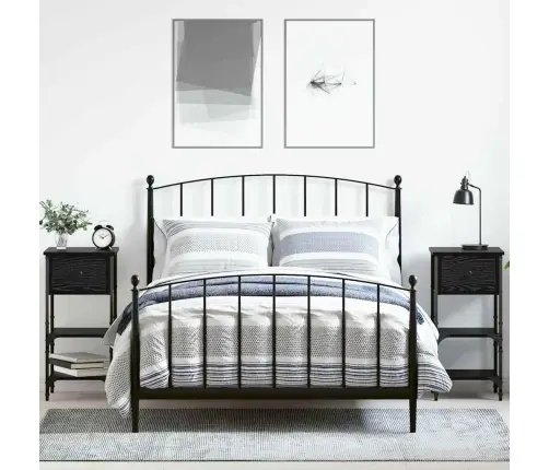 Šalia Lovos Spintelė 2 Pcs Juodas Ąžuolas 33.5 X 36 X 70 Cm