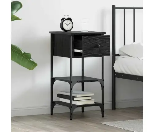 Šalia Lovos Spintelė 2 Pcs Juodas Ąžuolas 33.5 X 36 X 70 Cm