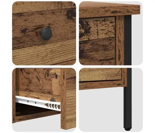 Naktinis Staliukas Su Stalčių Sena Mediena 40 X 42 X 50 Cm