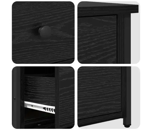 Melna Ozola Naktsgaldiņš Melns Ozols Mdf, Metāls Kompakts Vidaxl