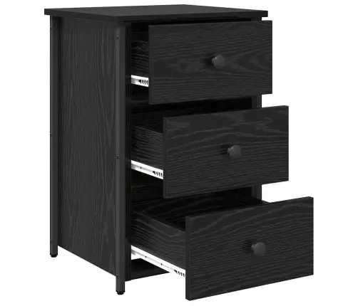 Melna Ozola Naktsgaldiņš Melns Ozols Mdf, Metāls Kompakts Vidaxl