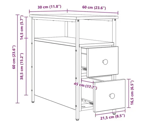 Nakts Skapītis Ar Atvilktni Melns Ozols 30 X 60 X 60 Cm Vidaxl