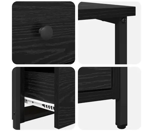 Nakts Skapītis Ar Atvilktni 2 Pcs Melns Ozols 30 X 60 X 60 Cm Vidaxl