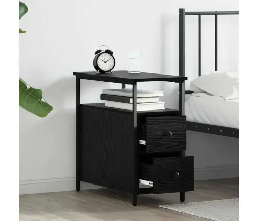 Nakts Skapītis Ar Atvilktni 2 Pcs Melns Ozols 30 X 60 X 60 Cm Vidaxl