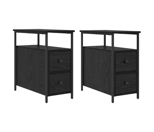 Nakts Skapītis Ar Atvilktni 2 Pcs Melns Ozols 30 X 60 X 60 Cm Vidaxl