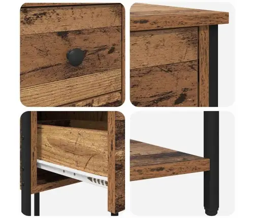 Nakts Skapītis Ar Atvilktni 2 Pcs Vecs Koks 32 X 42 X 70 Cm Vidaxl